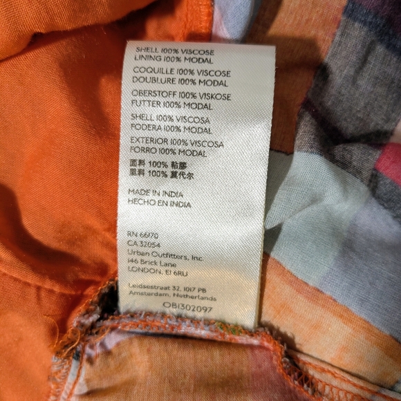 Anthropologie Pilcro Women's Tank Top Blouse Size Medium Abstract Peplum Orange - Picture 9 of 10